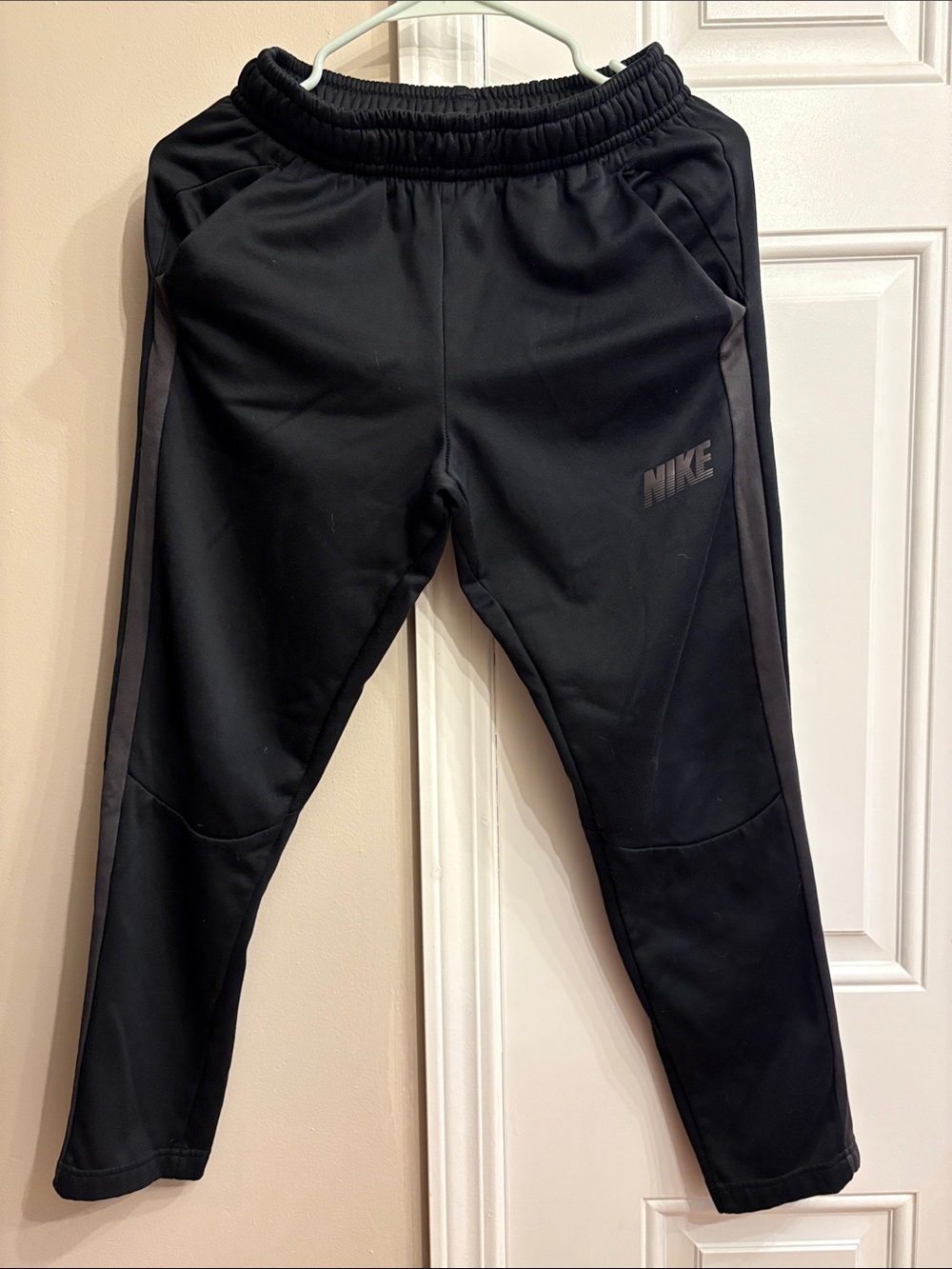 Nike Black Kids Jogger Sweatpants with Dark Grey Side Panels